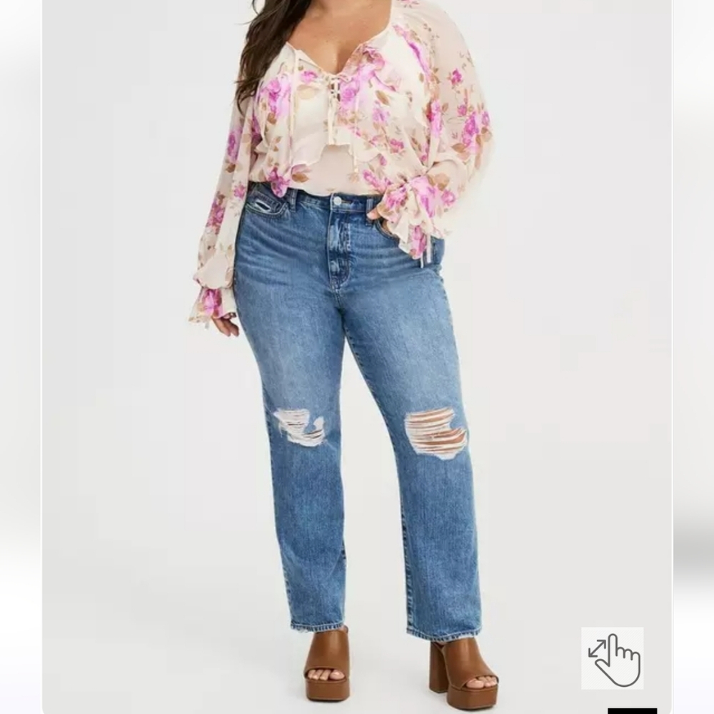 🆕️🌺 PINK FLORAL RAGLAN RUFFLE BLOUSE🌺 - Picture 2 of 8